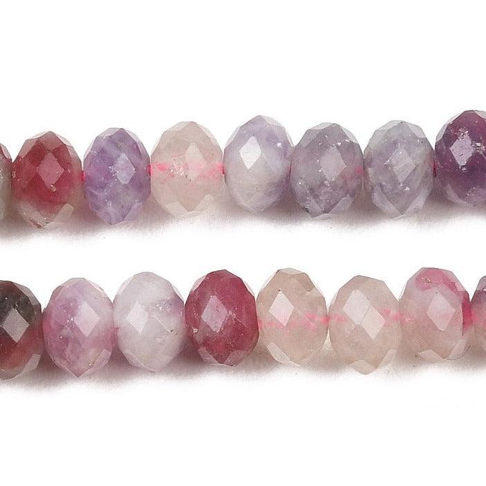 Edelsteen Tourmaline Rondel Roze Groen 6x5mm - per 10 stuks-Kraaltjes van Renate