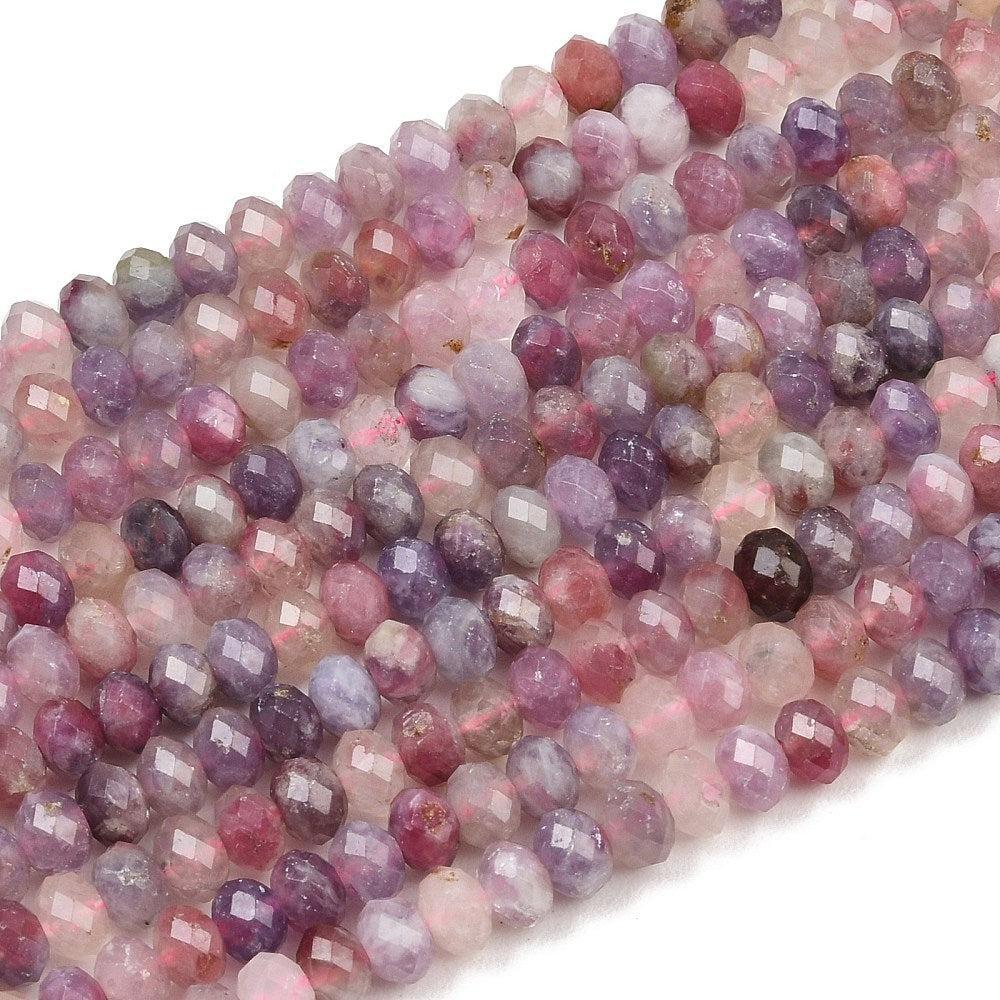 Edelsteen Tourmaline Rondel Roze Groen 6x5mm - per 10 stuks-Kraaltjes van Renate