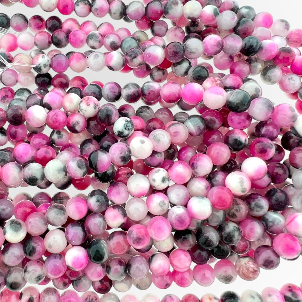 Edelsteen White Jade Violet kraal rond 6mm - 15 stuks-Kralen-Kraaltjes van Renate