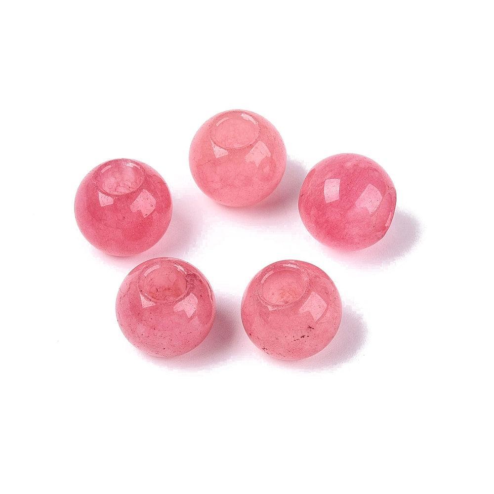Edelsteen Witte Jade European Bead Koraalroze 10mm - per stuk-Kralen-Kraaltjes van Renate