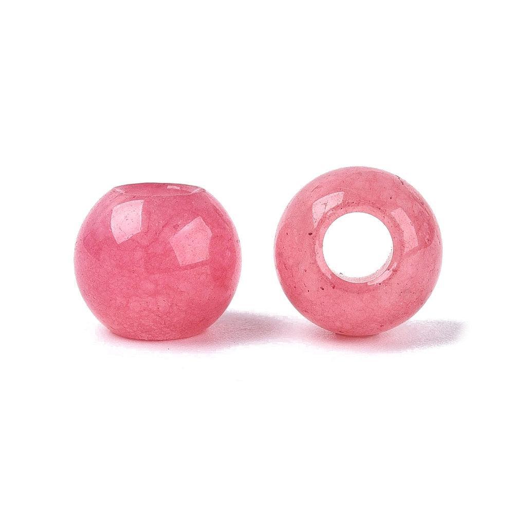 Edelsteen Witte Jade European Bead Koraalroze 10mm - per stuk-Kralen-Kraaltjes van Renate