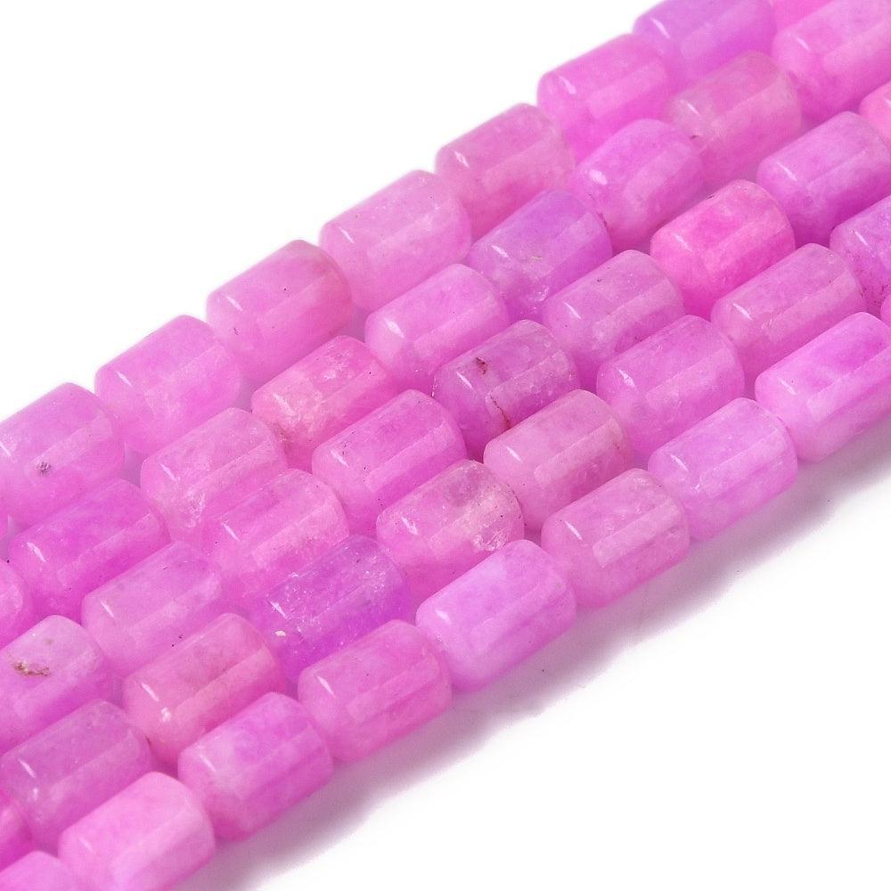 Edelsteen Witte Jade Tube Violet 6x4.5mm - 10 stuks-Kralen-Kraaltjes van Renate