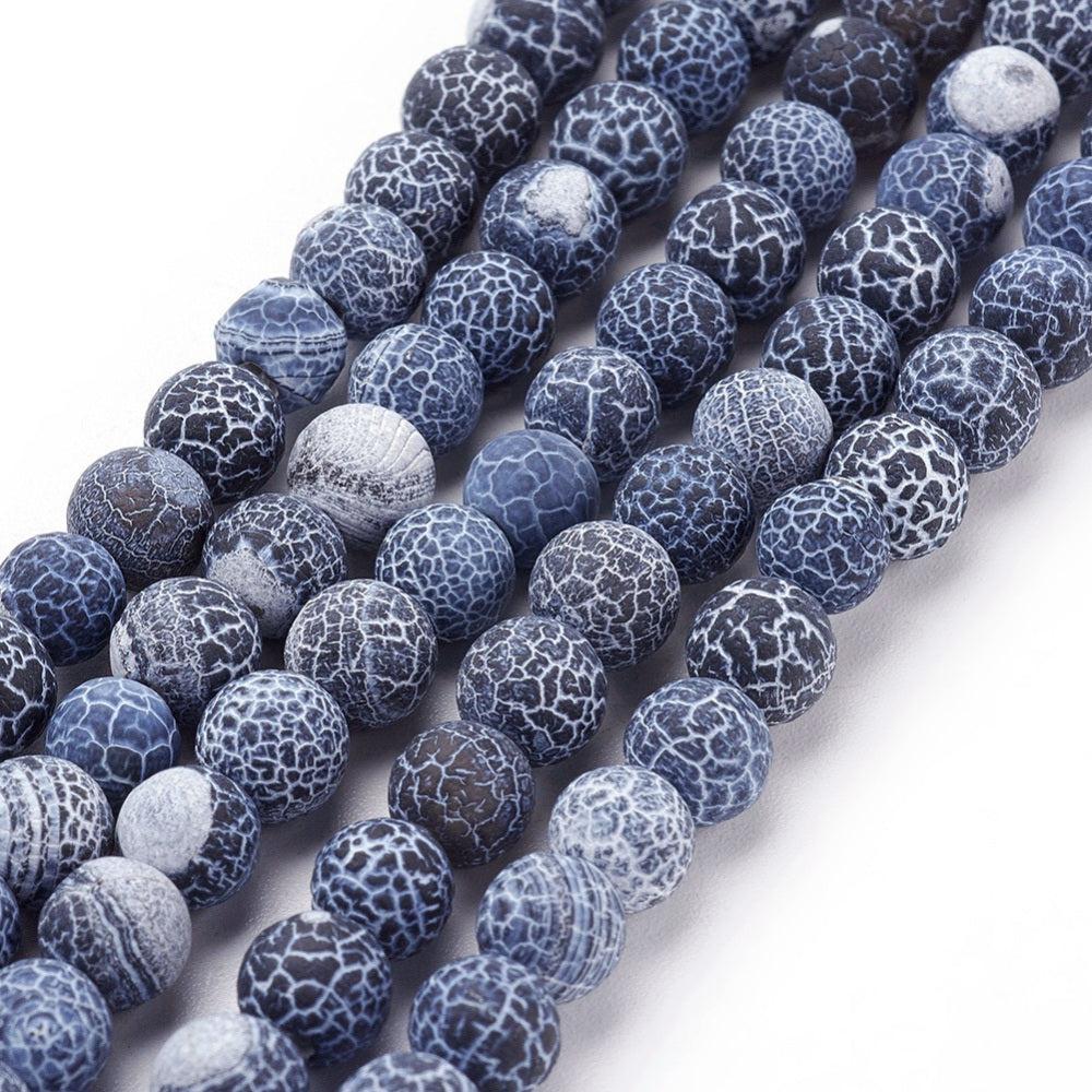 Edelsteen agaat crackle blauw 6mm - 10 stuks-Kralen-Kraaltjes van Renate