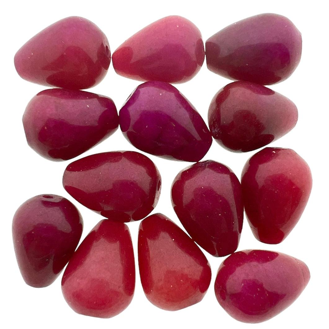 Edelsteen agaat druppel donker roze 13mm- per stuk-Kralen-Kraaltjes van Renate