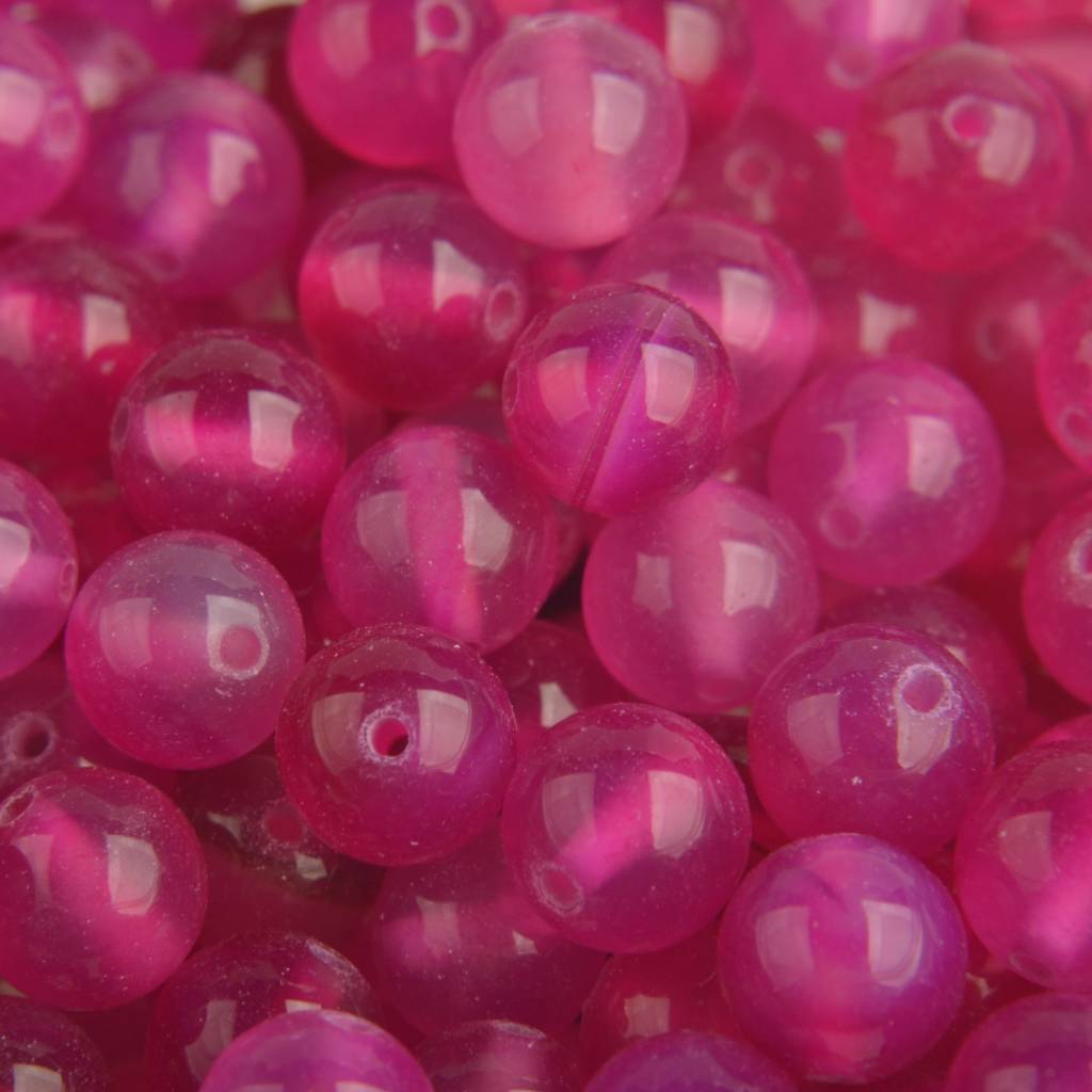 Edelsteen agaat fuchsia roze kraal rond 8mm-Kraaltjes van Renate