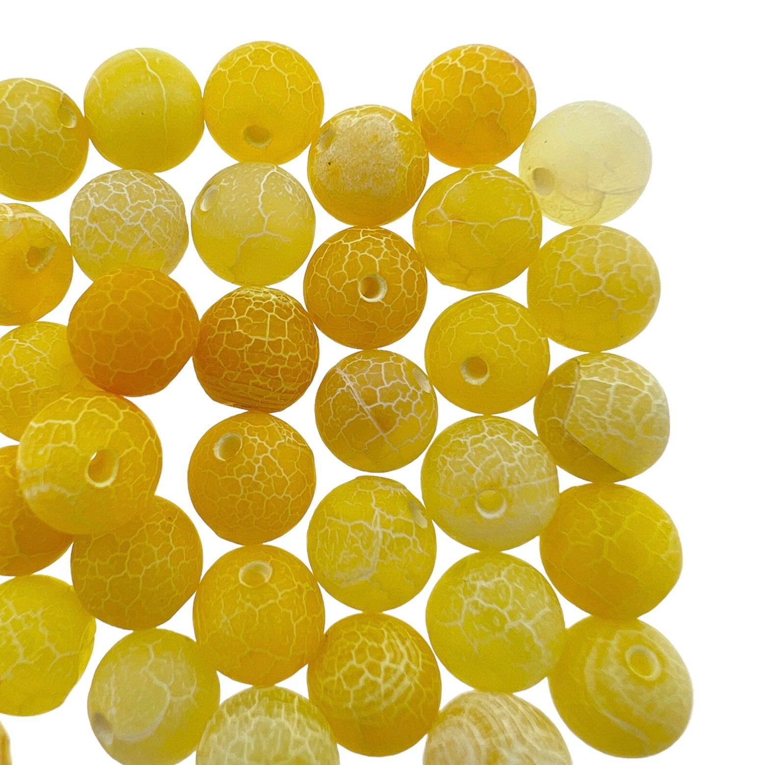 Edelsteen agaat geel crackle 8mm-Kralen-Kraaltjes van Renate