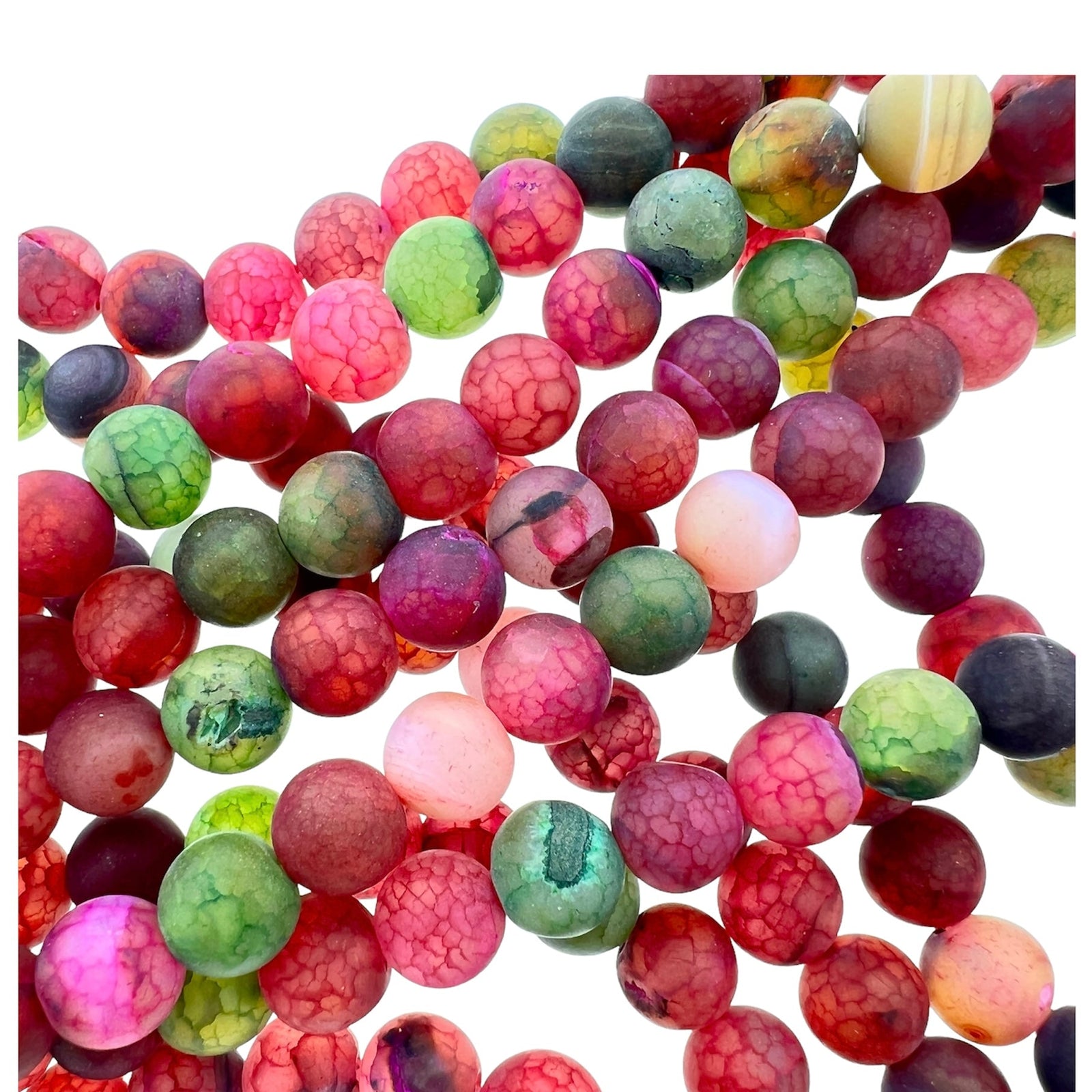 Edelsteen agaat kleurmix rood/groen 8mm-Kralen-Kraaltjes van Renate