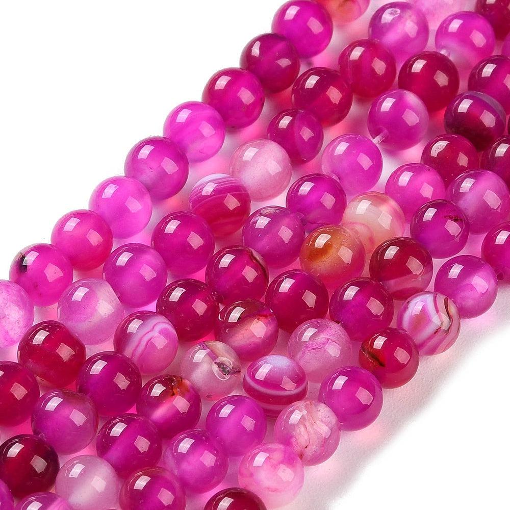 Edelsteen agaat magenta 6mm- per 15 stuks-Kralen-Kraaltjes van Renate