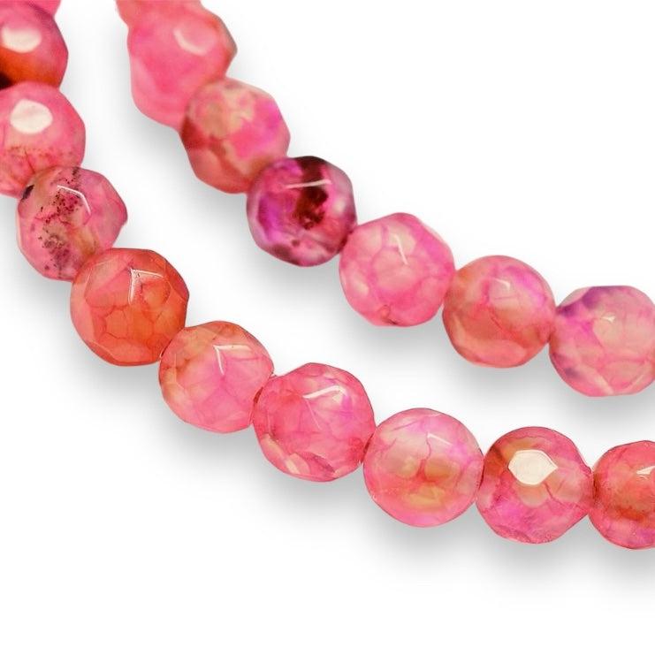 Edelsteen agaat mix roze/rood rond 4mm - 20 stuks-Kralen-Kraaltjes van Renate