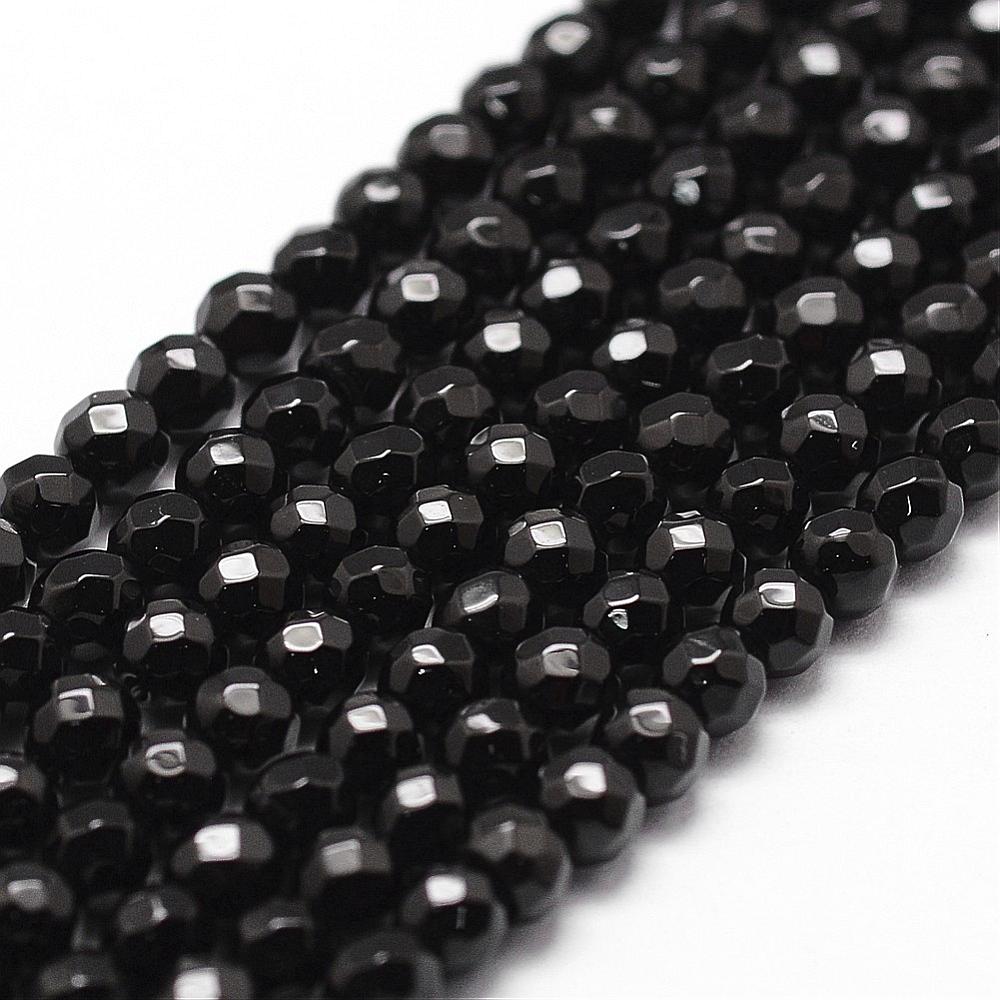 Edelsteen agaat zwart facet 4mm - 10 stuks-Kralen-Kraaltjes van Renate