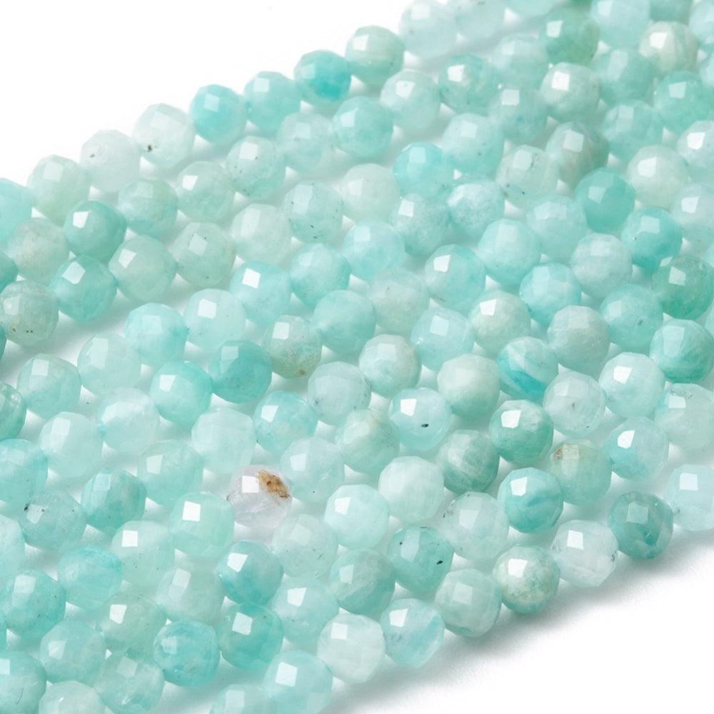 Edelsteen amazoniet faceted 3mm- per ±26 stuks-bedels-Kraaltjes van Renate