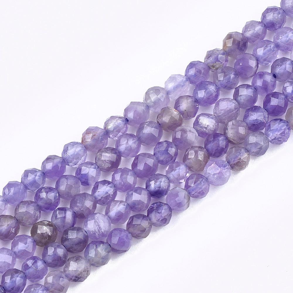 Edelsteen amethist paars rond 4mm - 10 stuks-Kralen-Kraaltjes van Renate