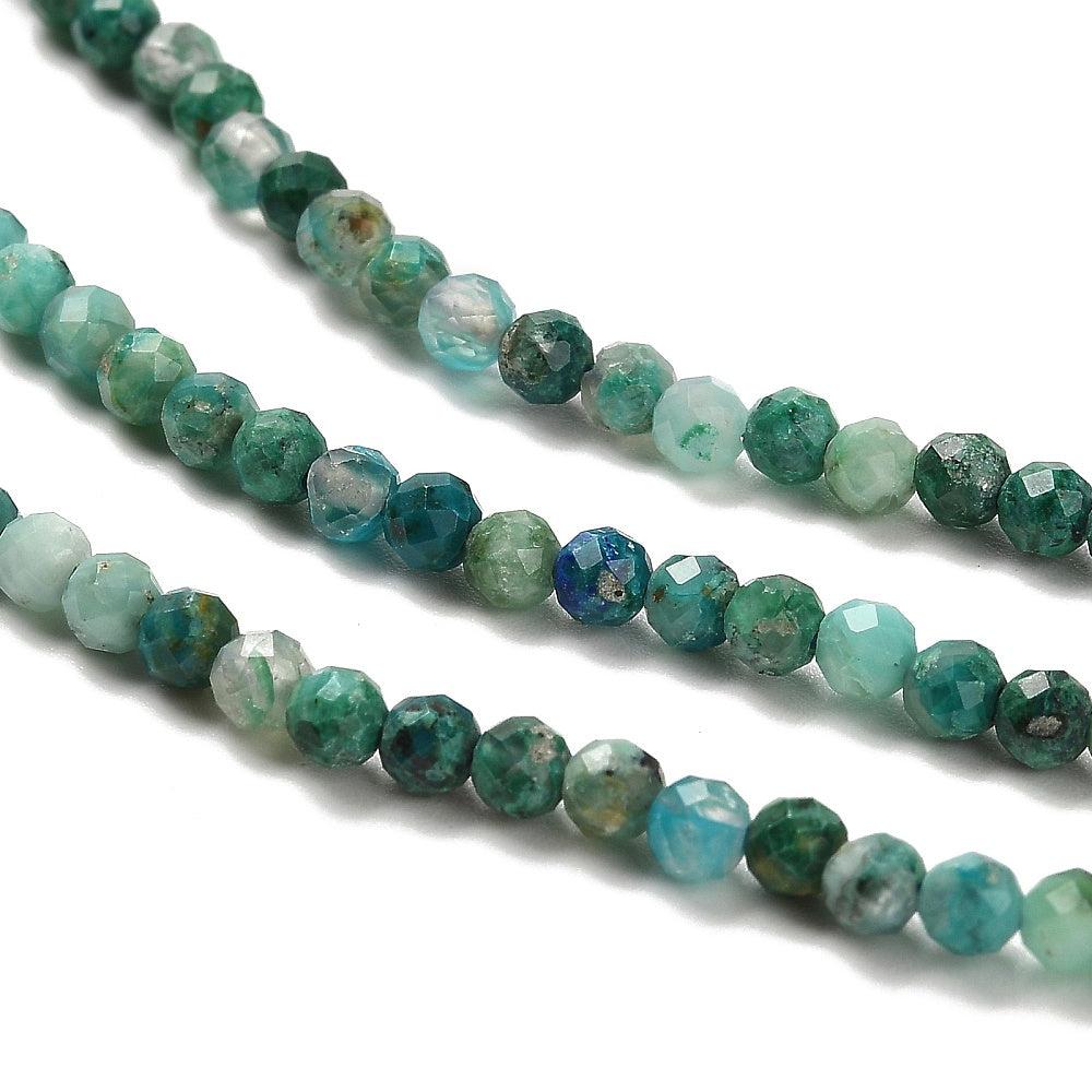 Edelsteen chrysocolla turuqoise faceted 3mm - per ±30 stuks-bedels-Kraaltjes van Renate