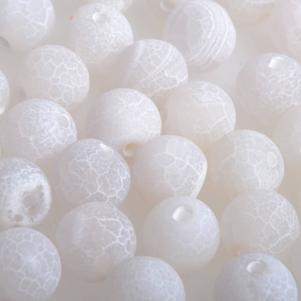 Edelsteen crackle agaat rond wit 8mm-Kraaltjes van Renate