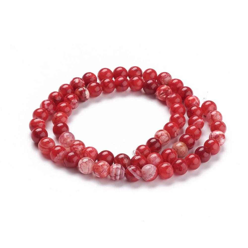 Edelsteen crackle agaat rood 6mm - 10 stuks-Kralen-Kraaltjes van Renate