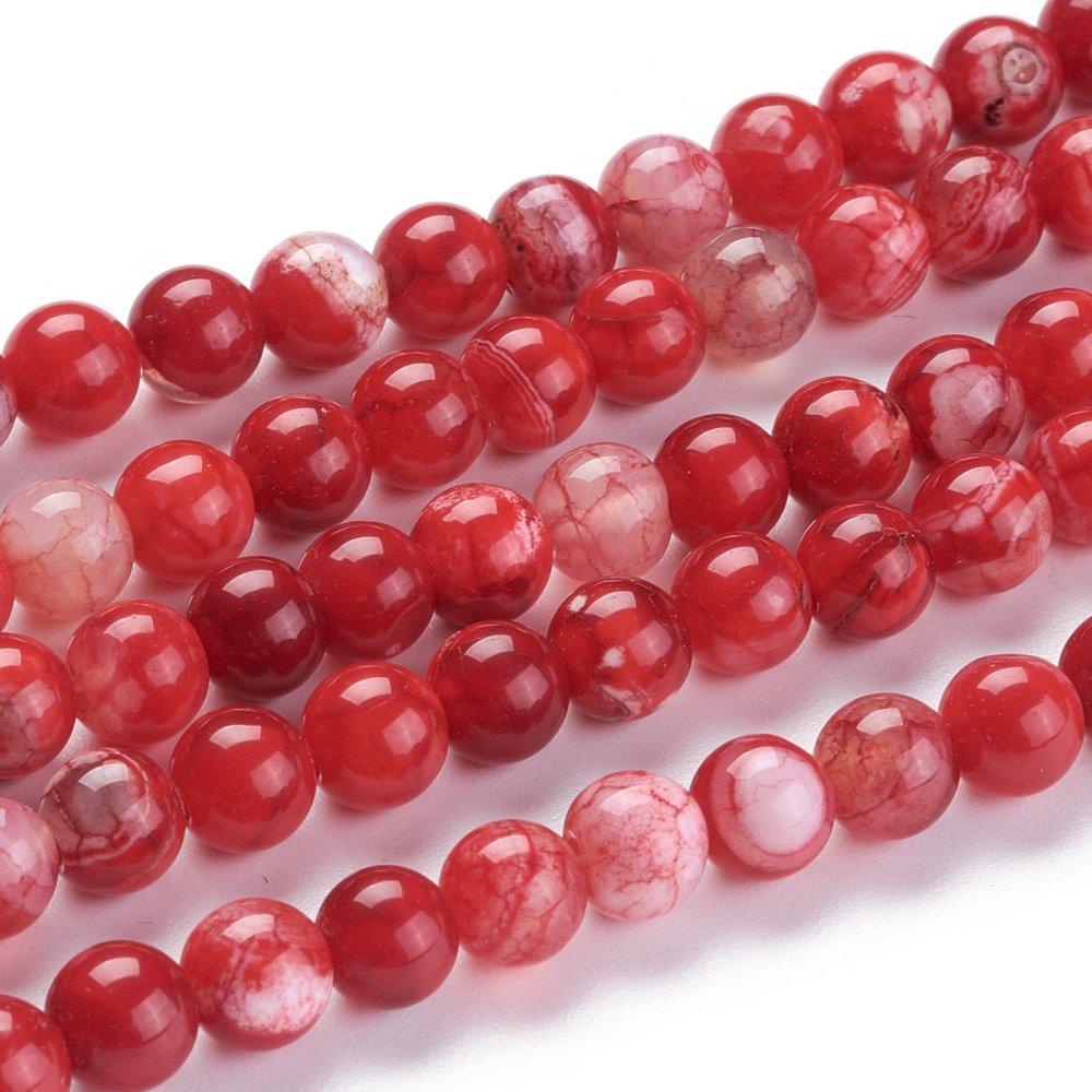 Edelsteen crackle agaat rood 6mm - 10 stuks-Kralen-Kraaltjes van Renate