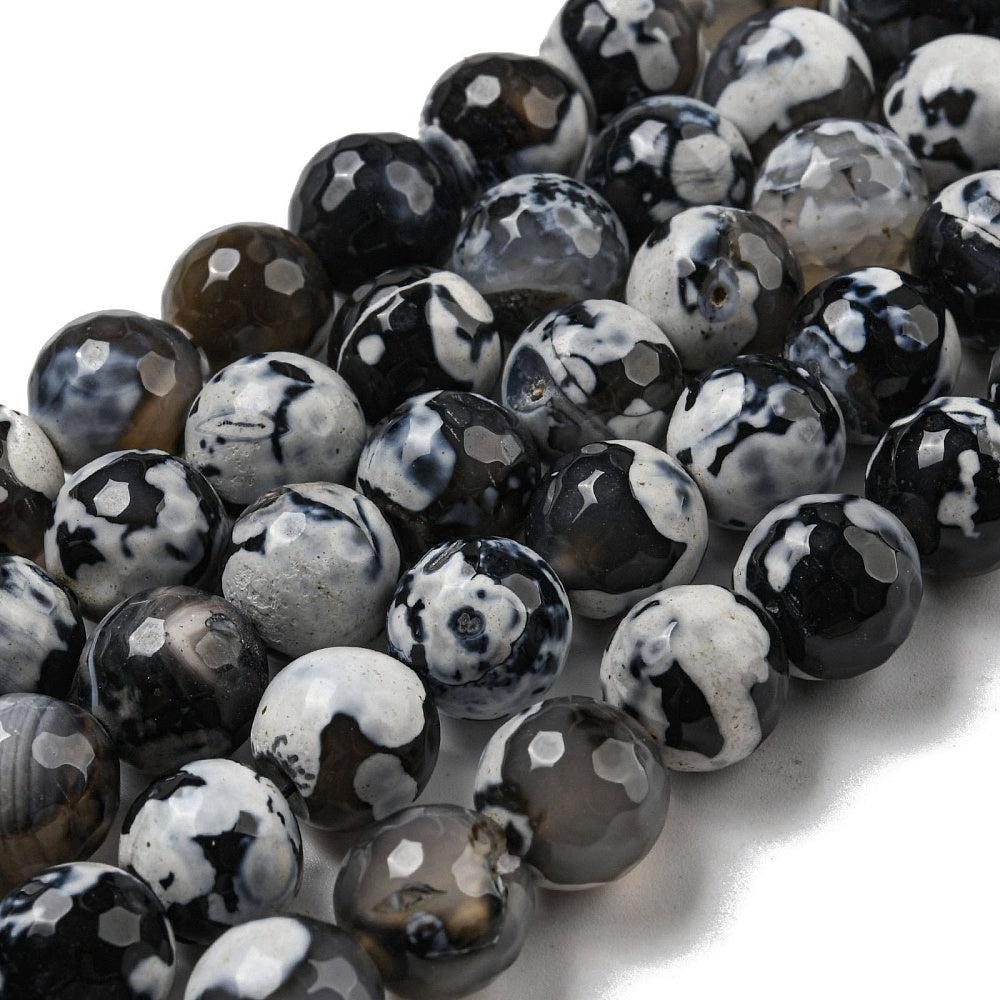 Edelsteen crackle faceted agaat black/white 12mm- per stuk-Kralen-Kraaltjes van Renate