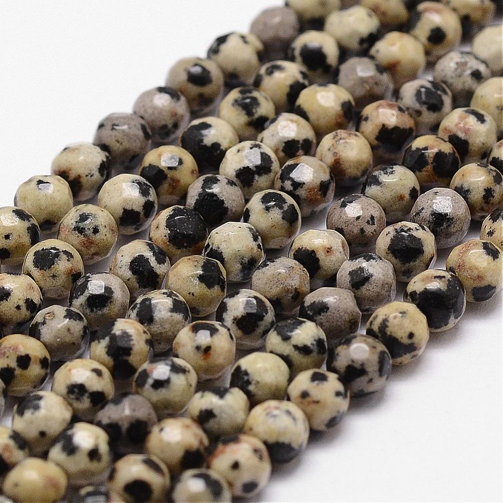 Edelsteen dalmatiër rond 4mm - 10 stuks-Kralen-Kraaltjes van Renate