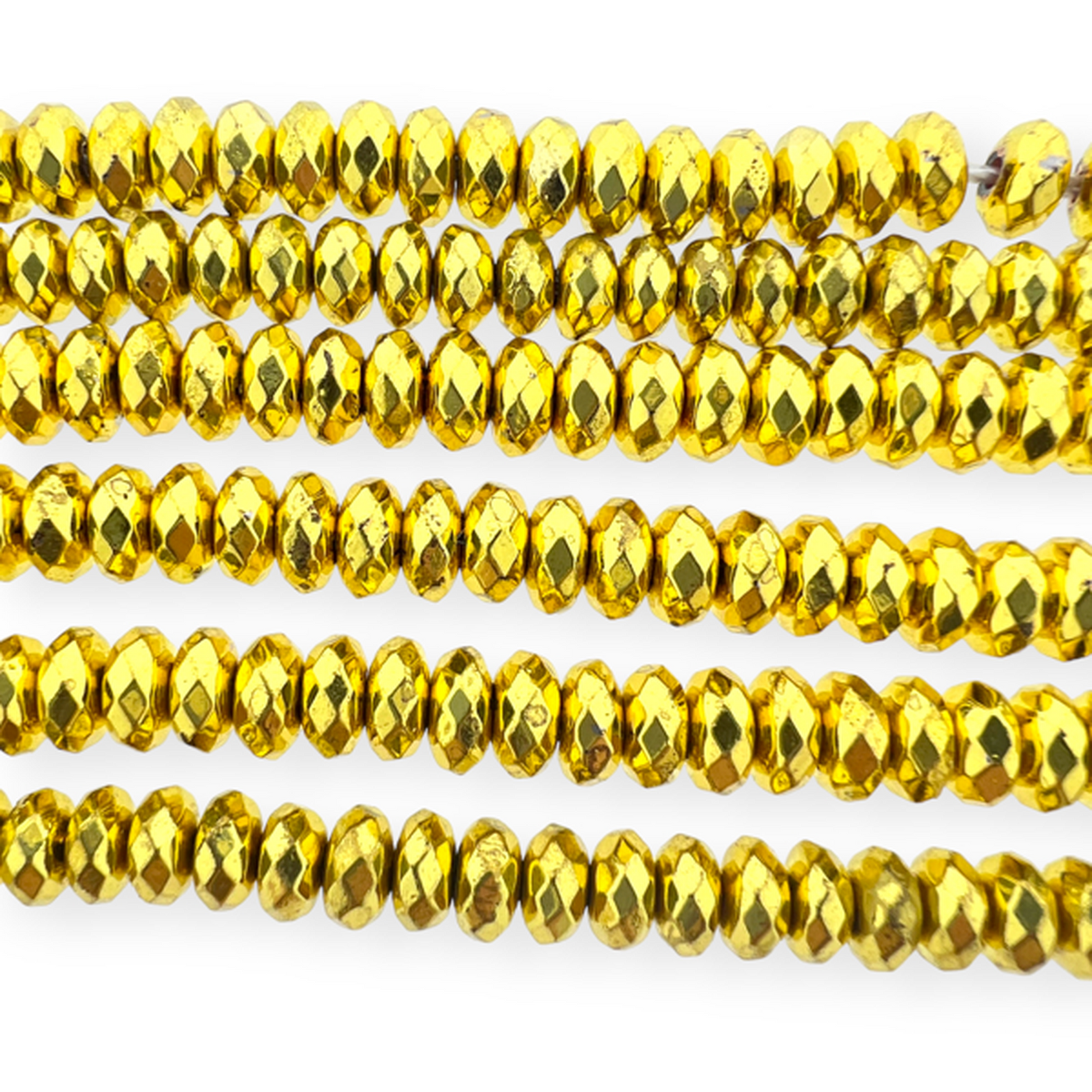 Edelsteen disc facet hematiet gold plated 6x3mm - 20 stuks-Kralen-Kraaltjes van Renate