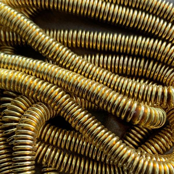 Edelsteen disc hematiet gold plated 6x1mm - 20 stuks-Kraaltjes van Renate