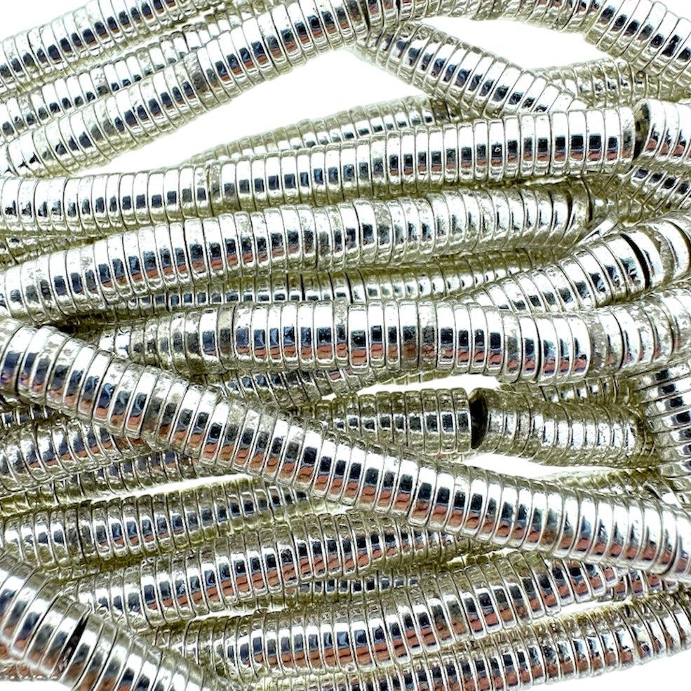 Edelsteen disc hematiet light Silver plated 4x1mm - 25 stuks-Kralen-Kraaltjes van Renate