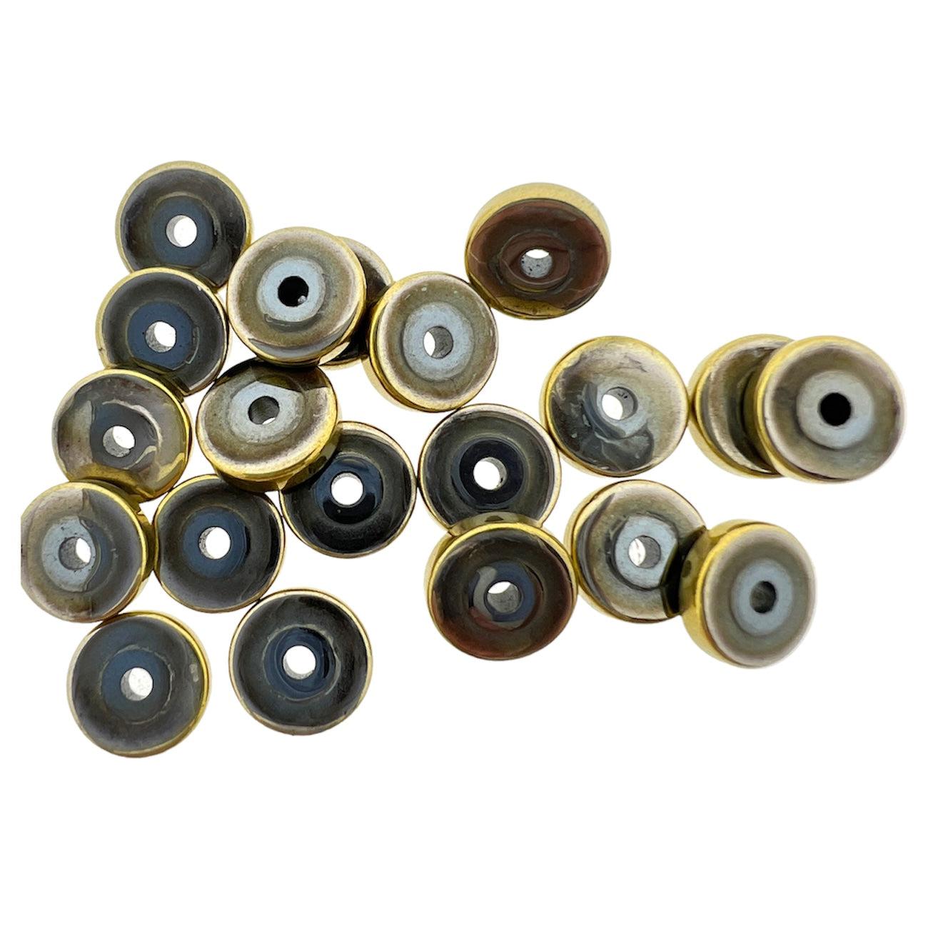 Edelsteen disc hematiet light gold plated 8x2mm - 20 stuks-Kralen-Kraaltjes van Renate