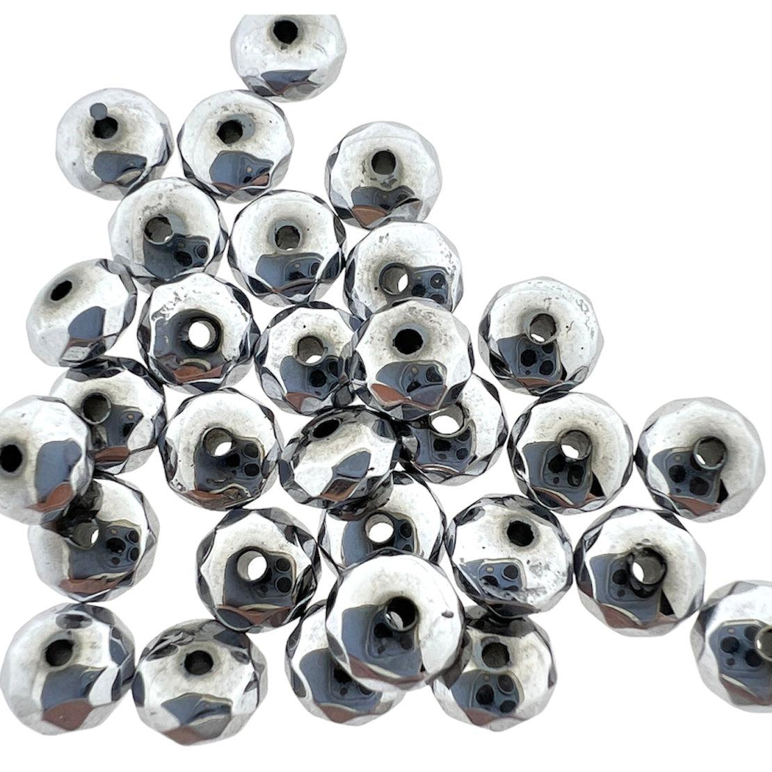 Edelsteen disc hematiet zilver 6x3mm - 15 stuks-Kralen-Kraaltjes van Renate