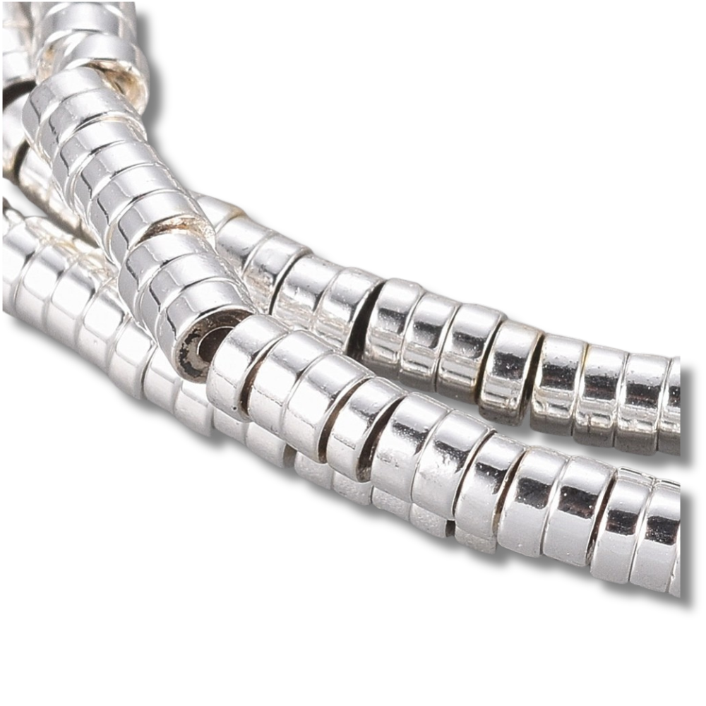 Edelsteen disc kraal Hematiet 2mm zilver - ±30 stuks-Kralen-Kraaltjes van Renate