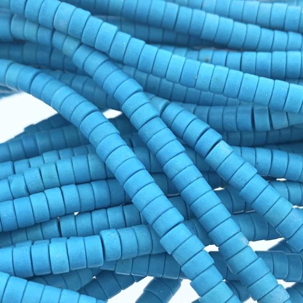 Edelsteen disc kraal rond Turquoise 4x2mm - ±160 stuks-Kraaltjes van Renate
