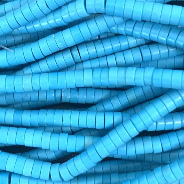 Edelsteen disc kraal rond Turquoise 6x3mm - ±60 stuks-Kraaltjes van Renate