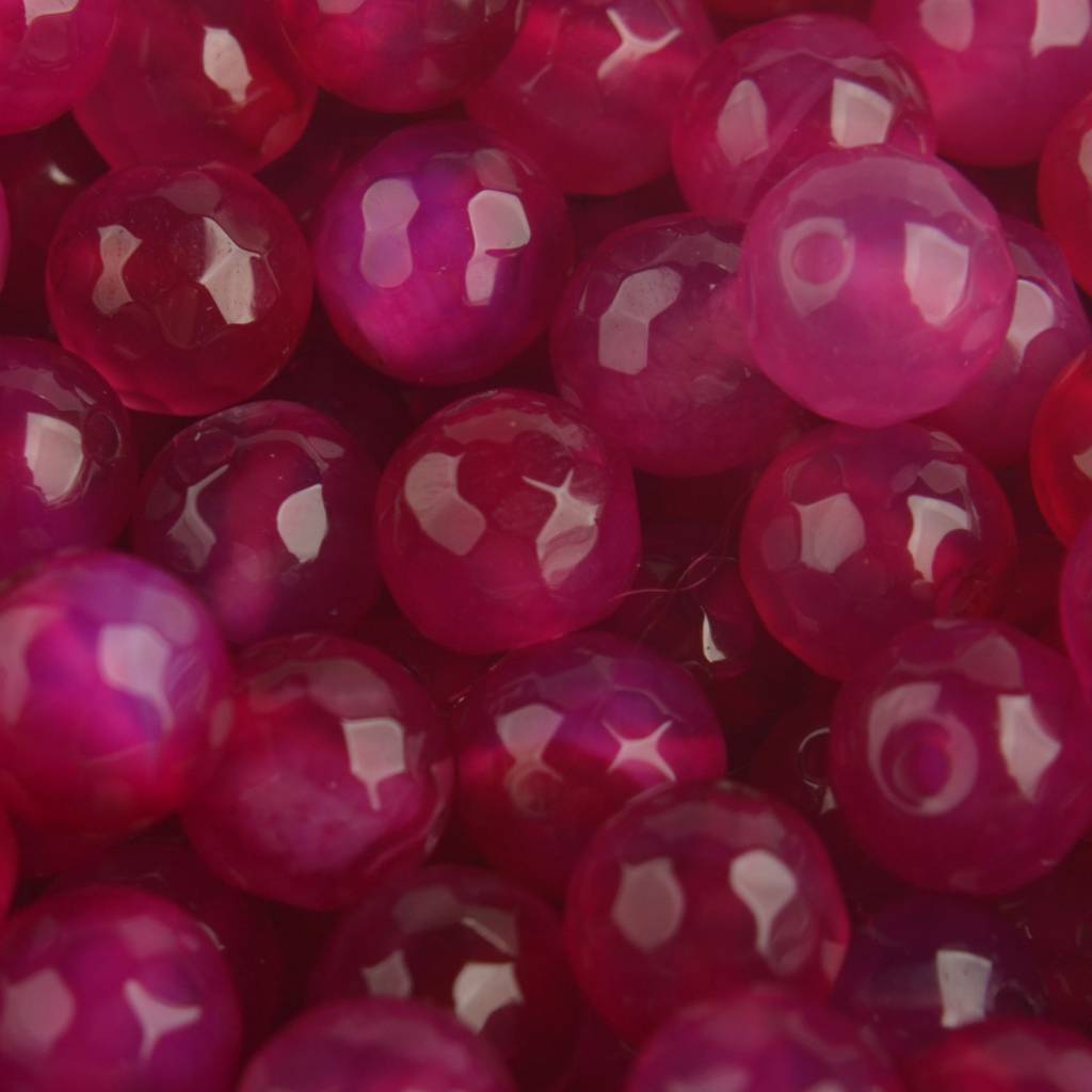 Edelsteen facet agaat fuchsia kraal rond 8mm-Kraaltjes van Renate