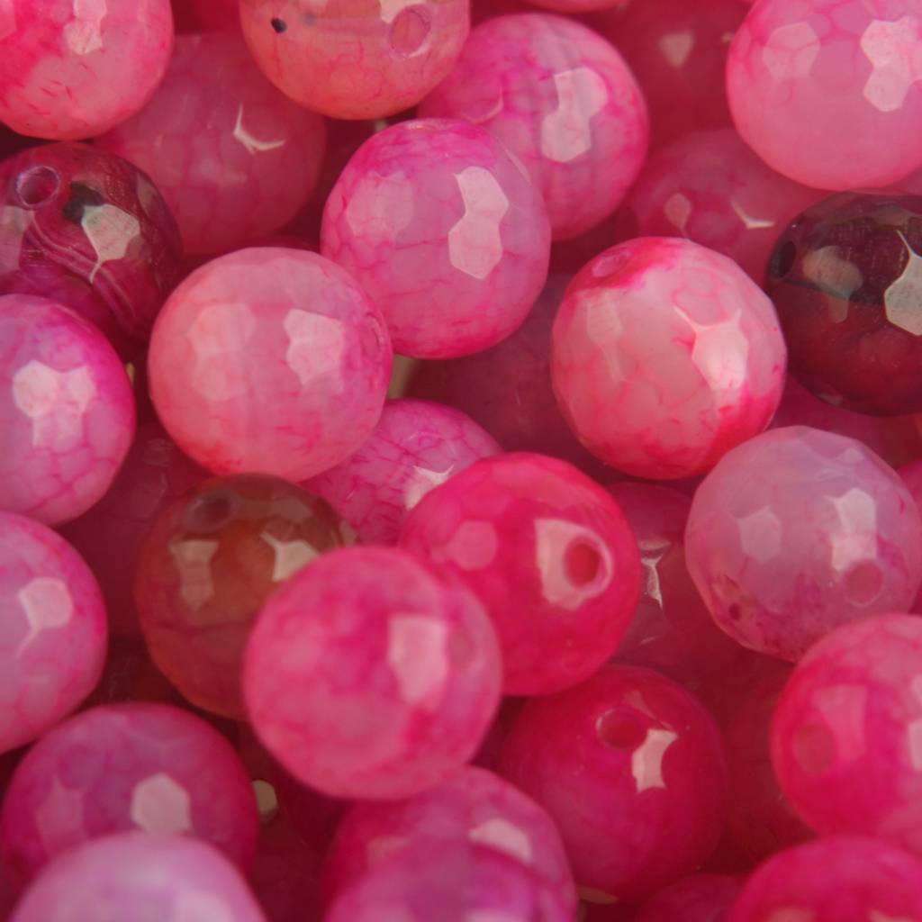 Edelsteen facet crackle agaat fuchsia kraal rond 8mm-Kraaltjes van Renate