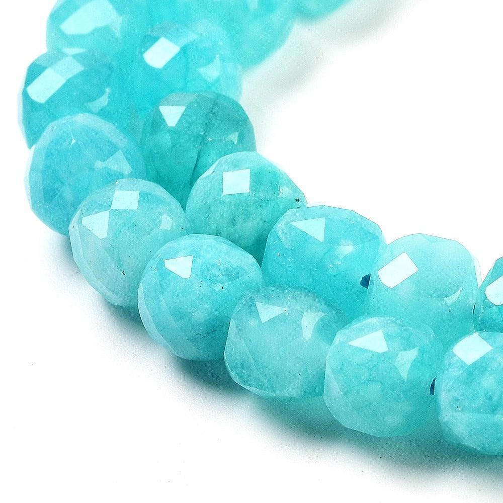 Edelsteen facet cube Jade 7mm Cyaan - per stuk-Kralen-Kraaltjes van Renate