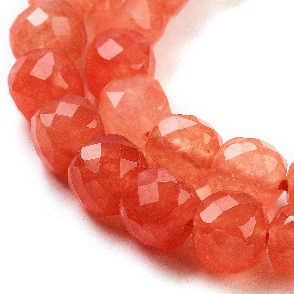 Edelsteen facet cube Jade 7mm Koraal Oranje - per stuk-Kralen-Kraaltjes van Renate