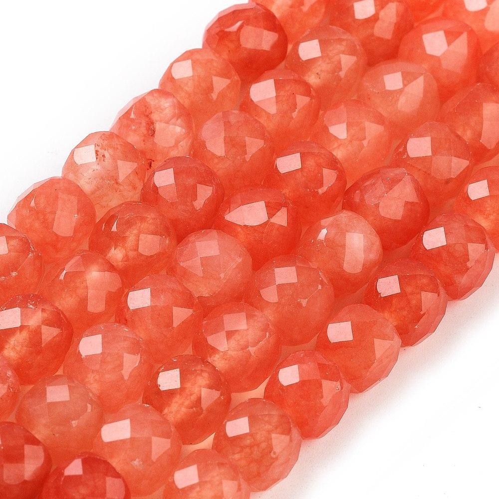 Edelsteen facet cube Jade 7mm Koraal Oranje - per stuk-Kralen-Kraaltjes van Renate