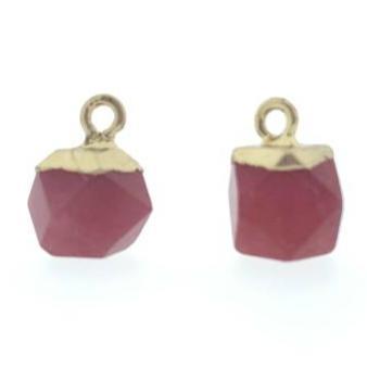 Edelsteen facet rood Jade 12x8mm-Kraaltjes van Renate