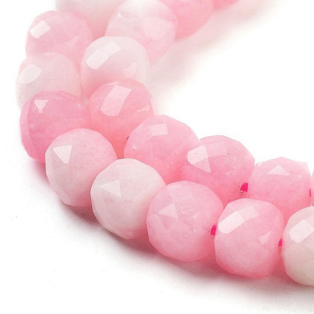 Edelsteen facet vierkant Jade 7mm Roze - per stuk-Kralen-Kraaltjes van Renate