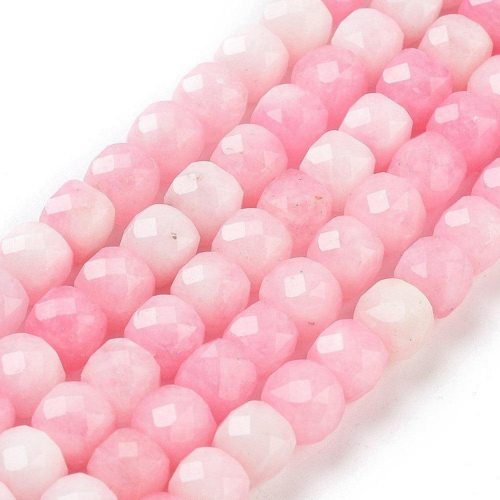 Edelsteen facet vierkant Jade 7mm Roze - per stuk-Kralen-Kraaltjes van Renate