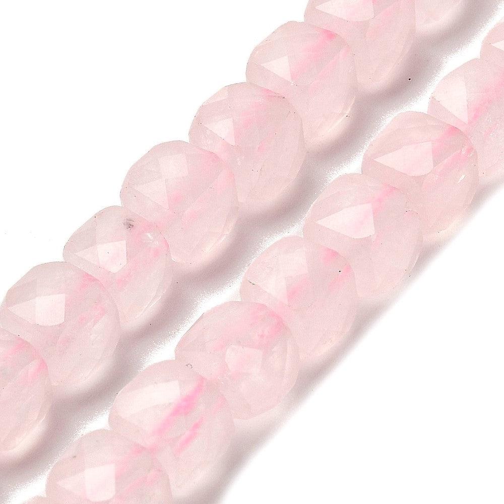 Edelsteen facet vierkant Rose Quartz 7mm Roze - per stuk-Kralen-Kraaltjes van Renate