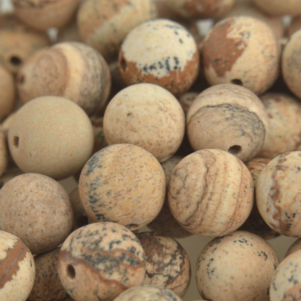 Edelsteen frosted Picture Jasper 6mm - 10 stuks-Kraaltjes van Renate