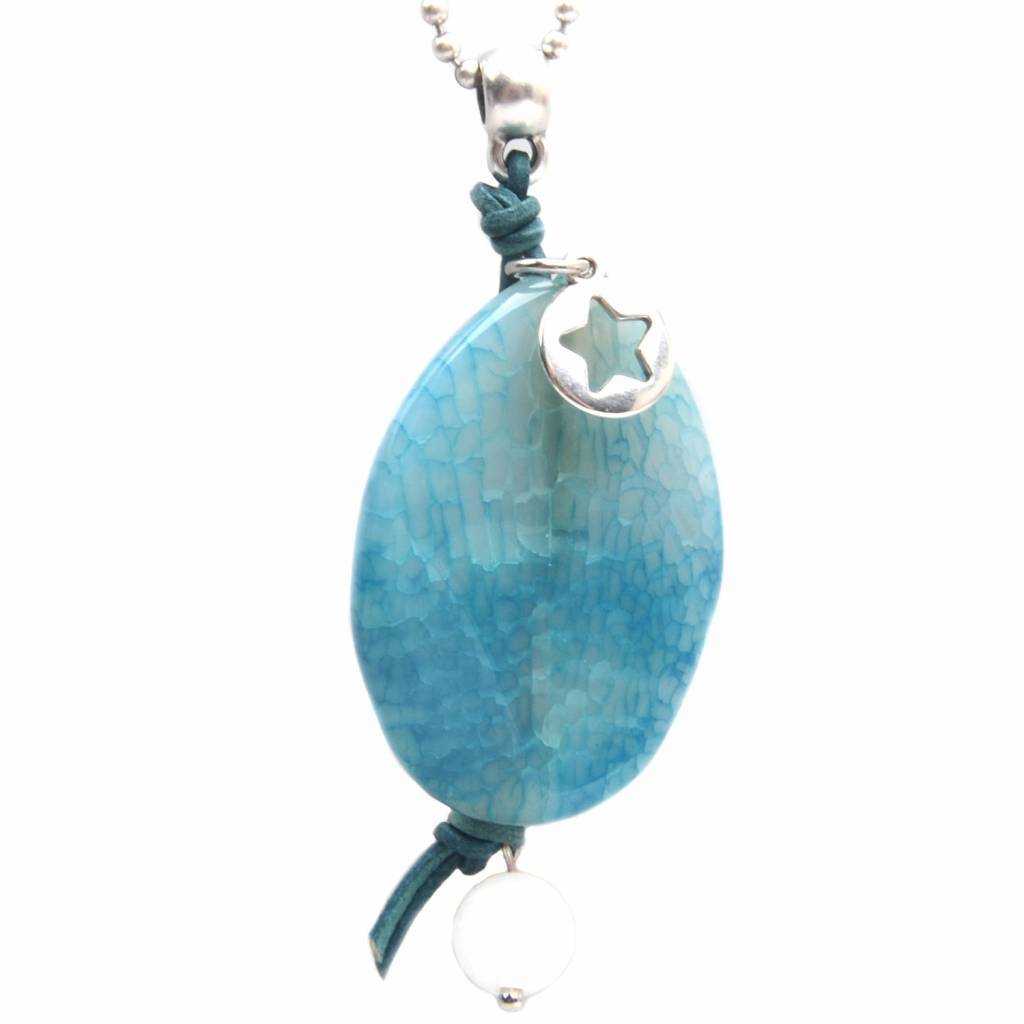 Edelsteen hanger DIY Aqua crackle-Kraaltjes van Renate