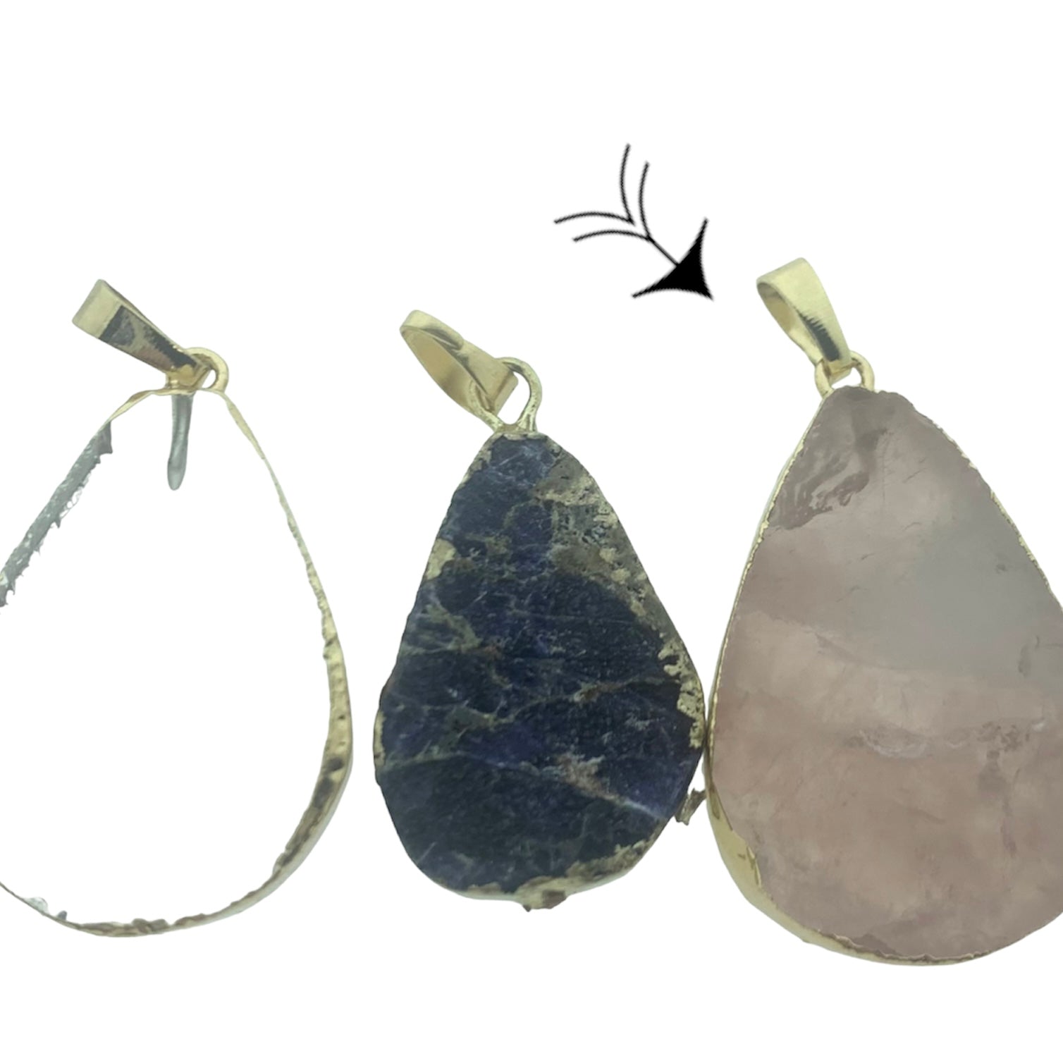 Edelsteen hanger natural quartz ±40x25mm-Kralen-Kraaltjes van Renate