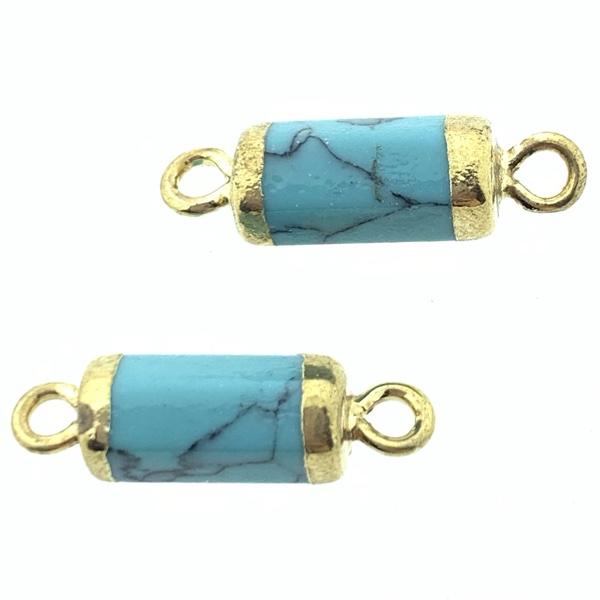 Edelsteen hangers tussenstuk hexagon Turquoise 21x5mm-Kraaltjes van Renate