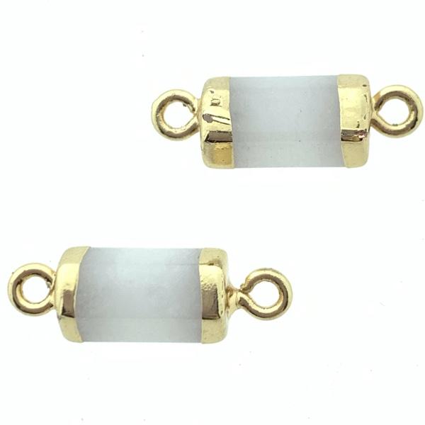 Edelsteen hangers tussenstuk hexagon Wit Jade 21x7mm-Kraaltjes van Renate