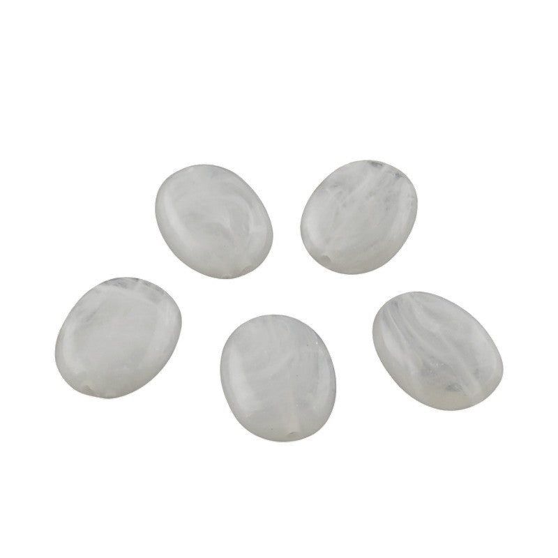 Edelsteen imitatie ovaal acryl wit 19mm- per stuk-bedels-Kraaltjes van Renate