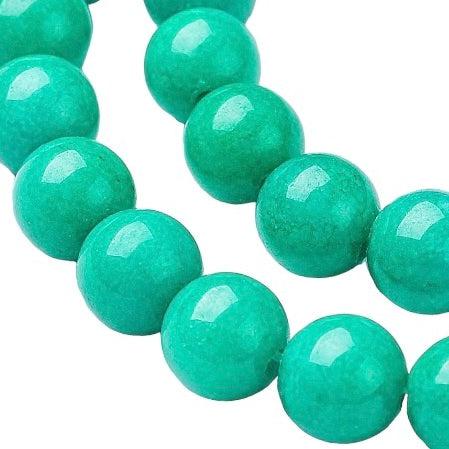 Edelsteen jade dark turquoise 6mm - 10 stuks-Kralen-Kraaltjes van Renate