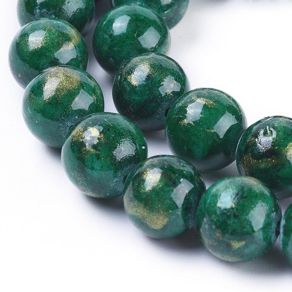 Edelsteen jade donkergroen goud 4mm - 25 stuks-Kralen-Kraaltjes van Renate