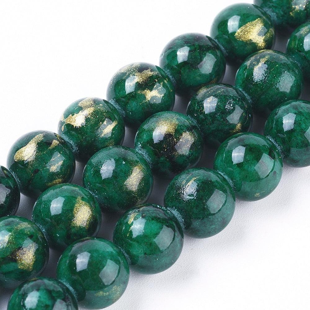 Edelsteen jade donkergroen goud 4mm - 25 stuks-Kralen-Kraaltjes van Renate