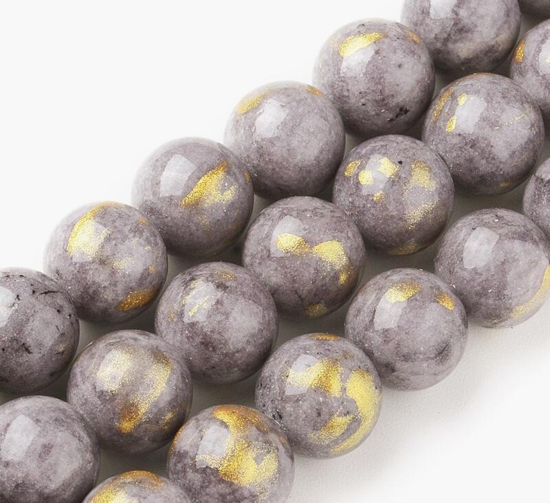 Edelsteen jade grijs goud 4mm - 25 stuks-Kralen-Kraaltjes van Renate