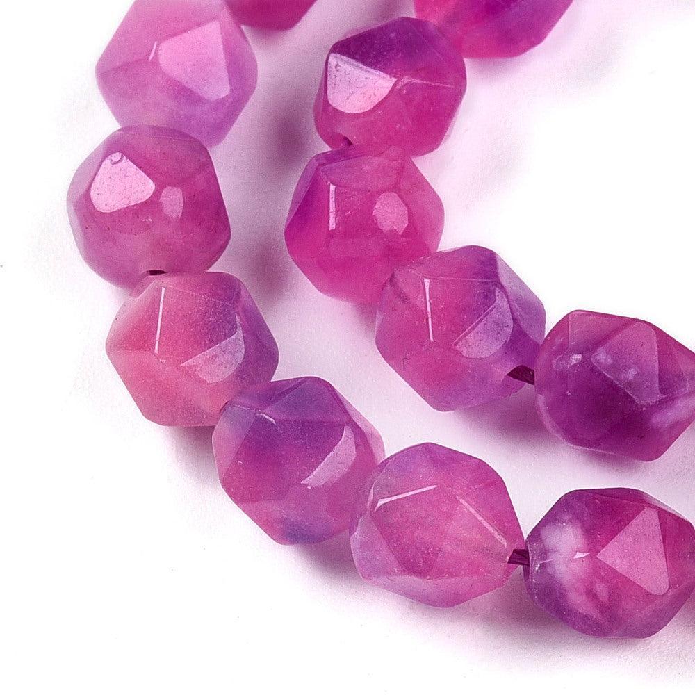 Edelsteen jade kralen faceted paars 7,5mm- per stuk-Kralen-Kraaltjes van Renate